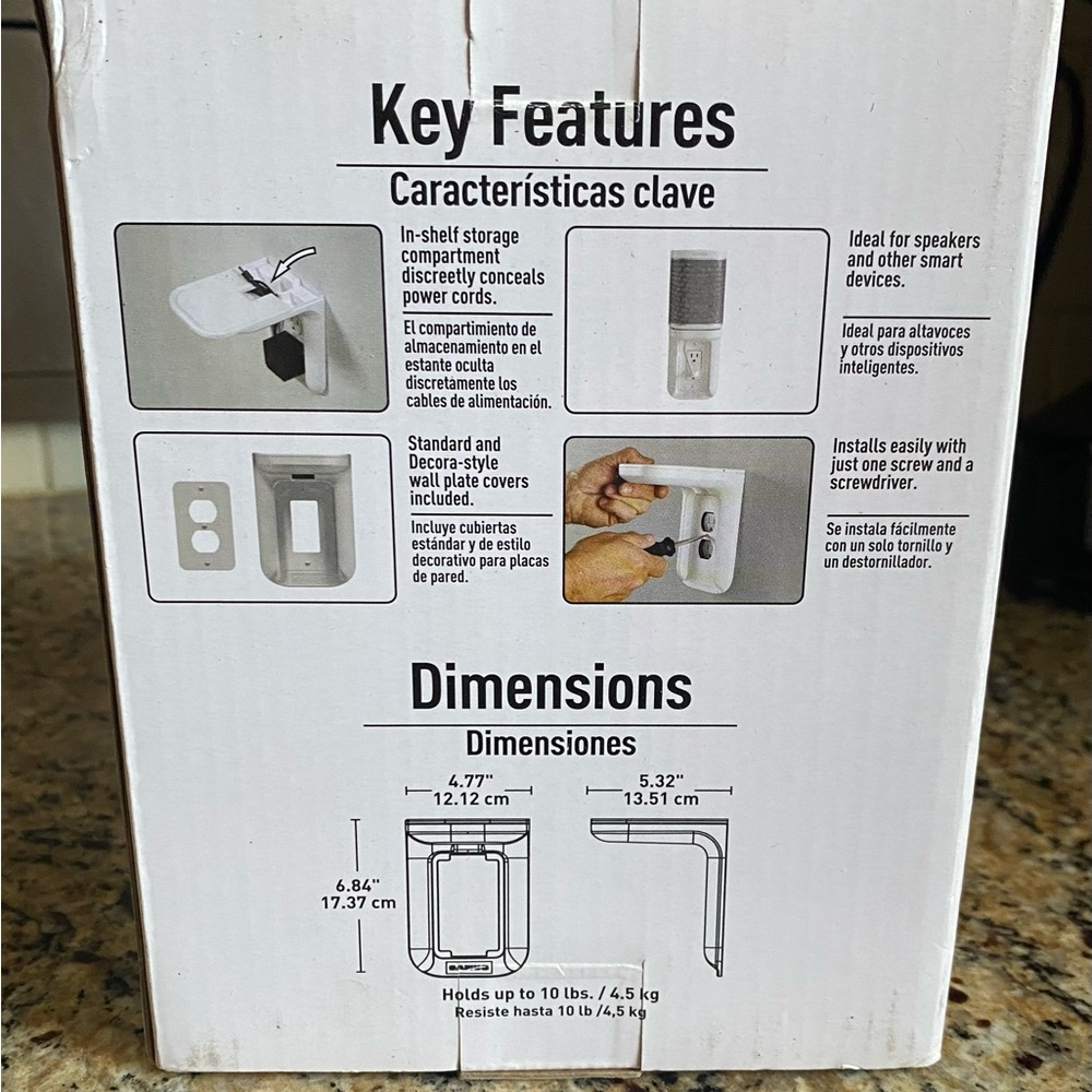 White Wall Mount Outlet Shelf